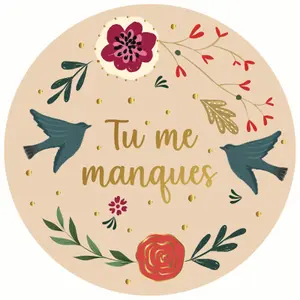Rund magnet med fjädrar och blommor Kiub image-0