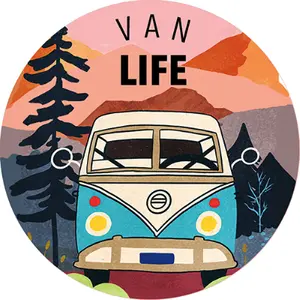 Runder Magnet Kiub Cake And Crayons - Van Life image-0