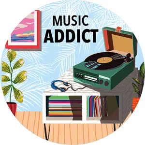 Kulatý magnet Kiub Cake And Crayons - Music Addict image-0
