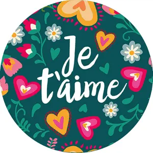 Magnete rotondo Kiub Cake And Crayons - Je T Aime image-0