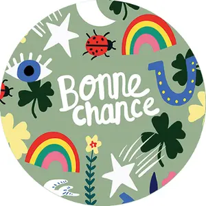 Magnet rond Kiub Cake And Crayons - Bonne Chance image-0