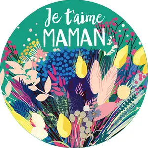Rund magnet Kiub Cake And Crayons - Je T Aime Maman image-0