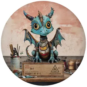 Ronde magneet Kiub Scraps Dragon image-0