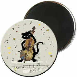 Runder Magnet Katze Musik Cello Kiub Bug Art image-0