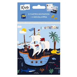 Carte de vœux et enveloppe Kiub Pirates (x6) image-0