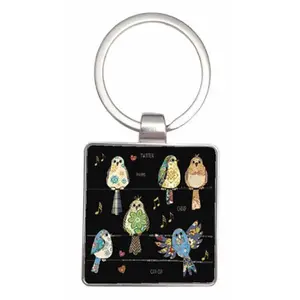 Vierkante vogel sleutelhanger Kiub Bug Art Jewels image-0