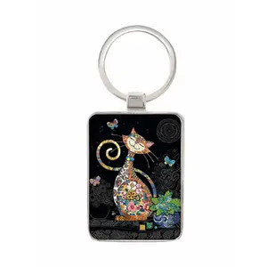 Rectangle keyring butterfly cat Kiub Bug Art Jewels image-0