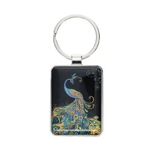 Rechthoekige sleutelhanger Kiub Jewels Paon image-0