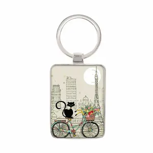 Portachiavi rettangolare h019 paris chat velo Kiub Bug Art image-0