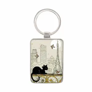 Prostokątny brelok do kluczy h026 paris birds Kiub Bug Art image-0