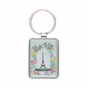 Porte-clé rectangle avec boule à neige Kiub Paris Je T'Adore image-0