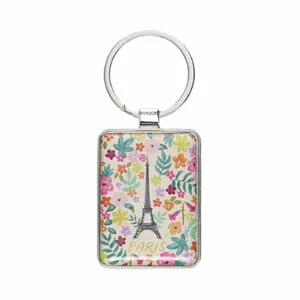 Porte-clé rectangle à fleurs Kiub Paris Je T'Adore image-0
