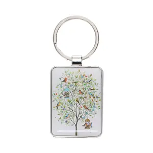 Rechthoekige sleutelhanger Kiub Portfolio Oiseaux Arbre image-0