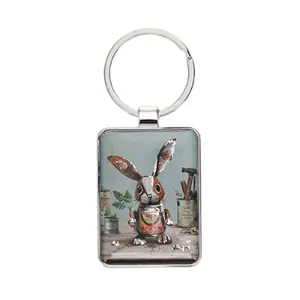 Porte-clé réctangle Kiub Scraps Lapin image-0