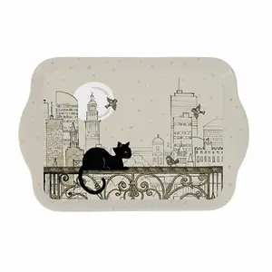 Melamin-Tablett Katze Vogel Skyline Kiub Bug Art PM image-0