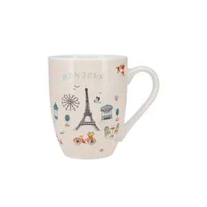 Taza redonda + caja abierta Kiub Paris Je T Adore Bonjour image-0
