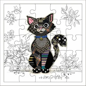 Karta puzzle z czarnym kotem Kiub Kook image-0