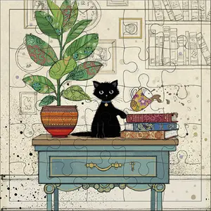 Office kitten puzzle card Kiub Bug Art