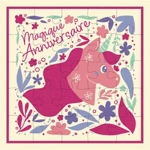 Square puzzle Kiub Fantastique Licorne image-0