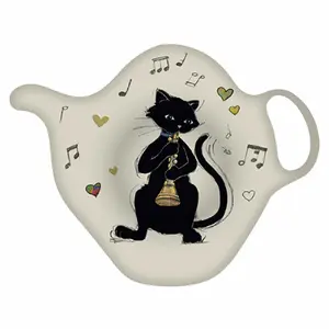 Teebeutelablage Katze Musik Trompete Kiub Bug Art image-0