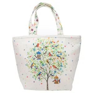 Kühltasche aus Baumwolle im Trapezdesign Kiub Portfolio Oiseaux Arbre image-0