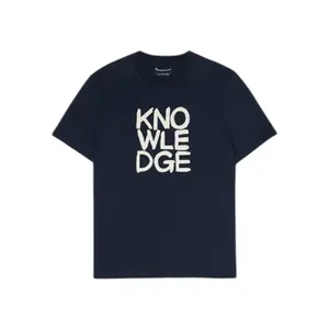 T-shirt z grubego bawełnianego materiału KnowledgeCotton Apparel Regular - GOTS/Vegan image-0