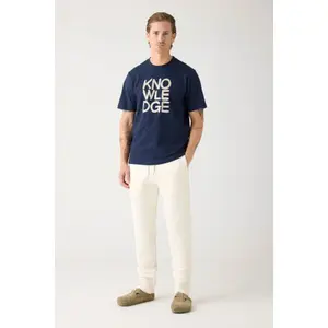 T-shirt z grubego bawełnianego materiału KnowledgeCotton Apparel Regular - GOTS/Vegan image-4