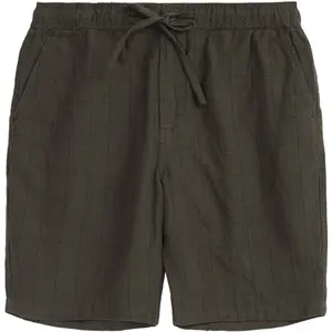 Linen Check Shorts KnowledgeCotton Apparel Fig image-0