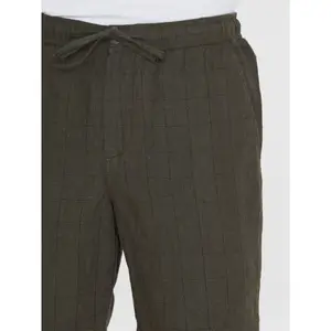 Linen Check Shorts KnowledgeCotton Apparel Fig image-4