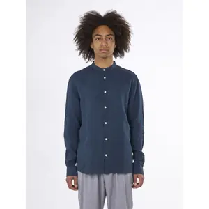 Linen Mock Neck Shirt KnowledgeCotton Apparel Gots Vegan image-1