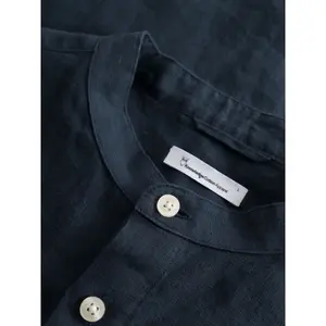 Linen Mock Neck Shirt KnowledgeCotton Apparel Gots Vegan image-5