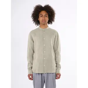 Linen Mock Neck Shirt KnowledgeCotton Apparel Gots Vegan image-1