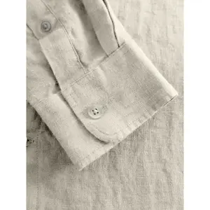 Linen Mock Neck Shirt KnowledgeCotton Apparel Gots Vegan image-5