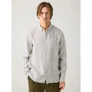 Striped long-sleeve linen shirt KnowledgeCotton Apparel image-4