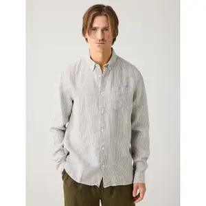 Πουκάμισο μακρύ μανίκι KnowledgeCotton Apparel Linen Stripe image-1