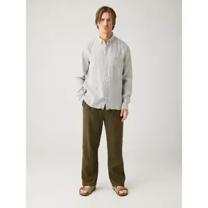 Πουκάμισο μακρύ μανίκι KnowledgeCotton Apparel Linen Stripe image-3