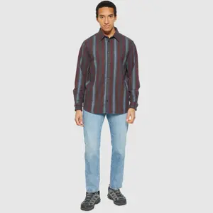 Long sleeve flannel shirt KnowledgeCotton Apparel Striped image-3