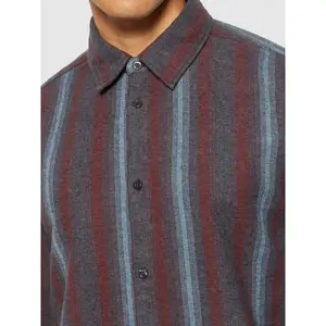 Long sleeve flannel shirt KnowledgeCotton Apparel Striped image-4