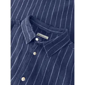 Γαλάζιο Πουκάμισο Σε Σχέδιο Ραβδώσει Λινό KnowledgeCotton Apparel image-2