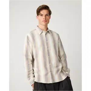 Long-sleeved cotton shirt KnowledgeCotton Apparel Dune Stripe image-3