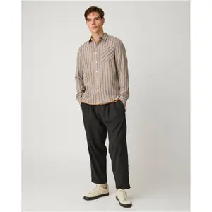 Long Sleeve Checked Shirt Cotton KnowledgeCotton Apparel Dune image-2
