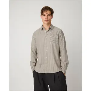 Organic Cotton Long Sleeve Shirt KnowledgeCotton Apparel Dune Stripe image-1
