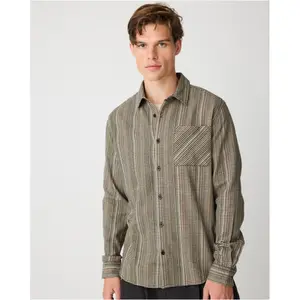 Organic Cotton Long Sleeve Checked Shirt KnowledgeCotton Apparel Dune image-1