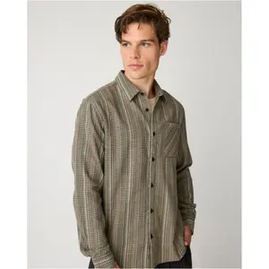 Organic Cotton Long Sleeve Checked Shirt KnowledgeCotton Apparel Dune image-3