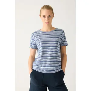 Classic Striped T-shirt Women KnowledgeCotton Apparel Gots Vegan image-1