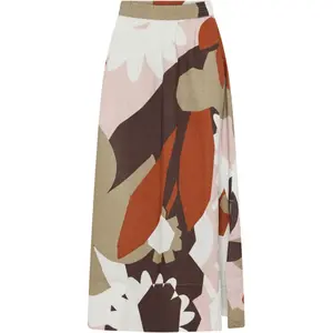 Printed Long Linen Skirt Women KnowledgeCotton Apparel image-0