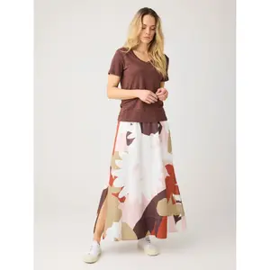 Printed Long Linen Skirt Women KnowledgeCotton Apparel image-1