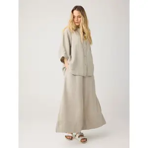 Women's Linen Maxi Skirt KnowledgeCotton Apparel image-3