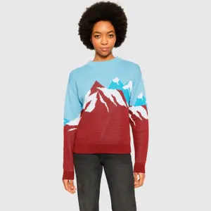 Women's round neck sweater KnowledgeCotton Apparel Mountain Jacquard image-1