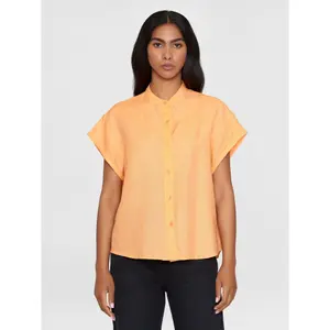 Linen High Collar Shirt Women KnowledgeCotton Apparel image-1